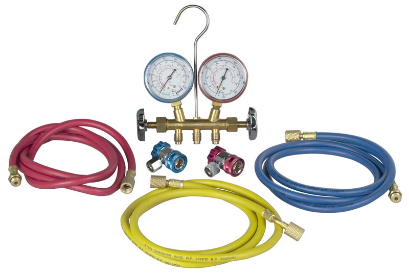 Robinair (48134A) R134 Brass Manifold, Hose Set and Service Couplers